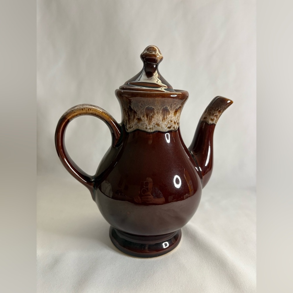 Vtg brown drip glaze ceramic coffee pot - Picture 3 of 4